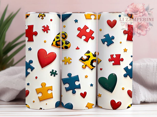 Autism Awareness Leopard Print 20oz Tumbler Wrap, Sublimation Cup, Autism Gifts, Seamless Design Tumblers, Personalized Tumblers Sublimation Li Zamperini 