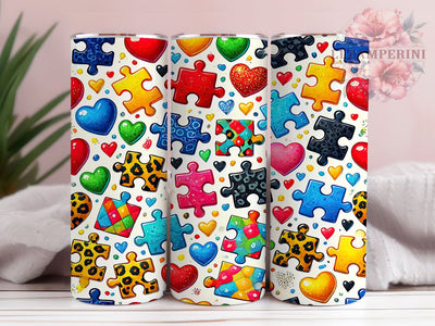 Autism Awareness Leopard Print 20oz Tumbler Wrap, Sublimation Cup, Autism Gifts, Seamless Design Tumblers, Personalized Tumblers Sublimation Li Zamperini 