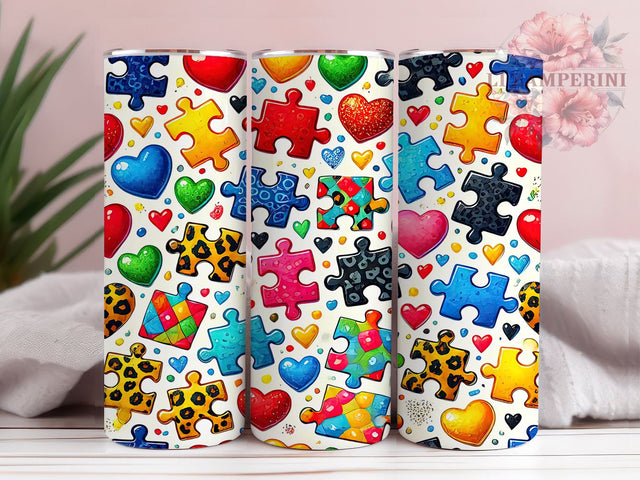 Autism Awareness Leopard Print 20oz Tumbler Wrap, Sublimation Cup, Autism Gifts, Seamless Design Tumblers, Personalized Tumblers Sublimation Li Zamperini 