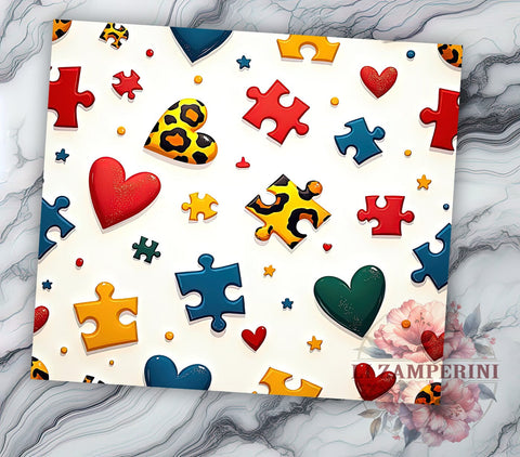 Autism Awareness Leopard Print 20oz Tumbler Wrap, Sublimation Cup, Autism Gifts, Seamless Design Tumblers, Personalized Tumblers Sublimation Li Zamperini 