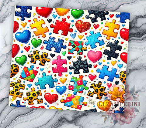 Autism Awareness Leopard Print 20oz Tumbler Wrap, Sublimation Cup, Autism Gifts, Seamless Design Tumblers, Personalized Tumblers Sublimation Li Zamperini 