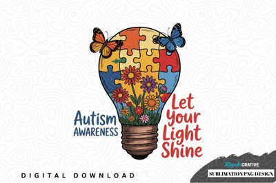 Autism awareness light bulb sublimation design Sublimation Regulrcrative 