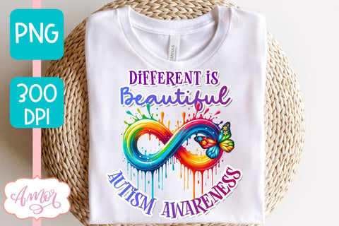 Autism Awareness PNG sublimation | Different is beautiful PNG Sublimation Amorclipart 
