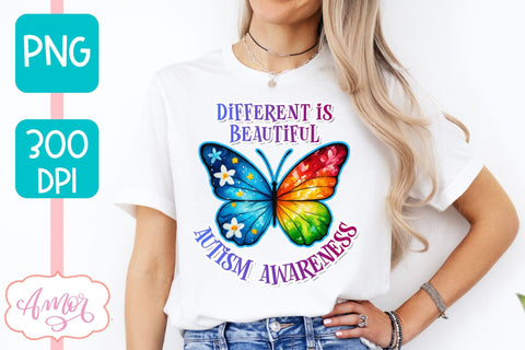 Autism Awareness PNG sublimation | Different is beautiful PNG Sublimation Amorclipart 