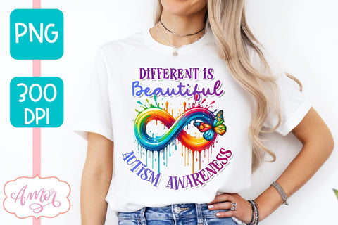 Autism Awareness PNG sublimation | Different is beautiful PNG Sublimation Amorclipart 