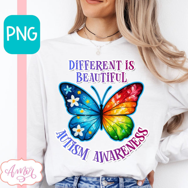 Autism Awareness PNG sublimation | Different is beautiful PNG Sublimation Amorclipart 