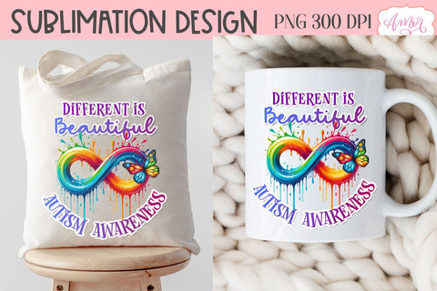 Autism Awareness PNG sublimation | Different is beautiful PNG Sublimation Amorclipart 