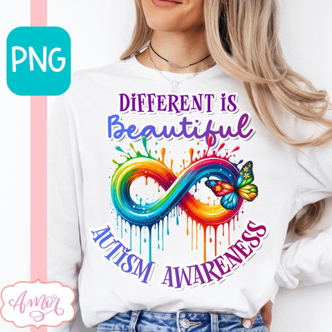 Autism Awareness PNG sublimation | Different is beautiful PNG Sublimation Amorclipart 