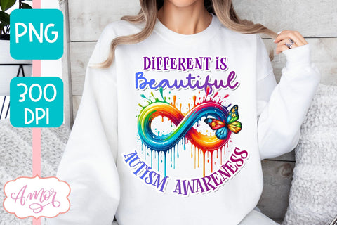 Autism Awareness PNG sublimation | Different is beautiful PNG Sublimation Amorclipart 
