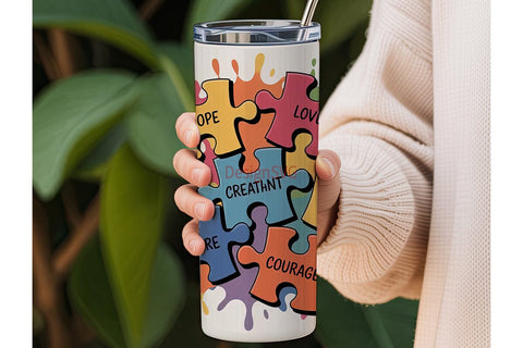 Autism Awareness Puzzle 20oz Tumbler Sublimation DesignSVG 