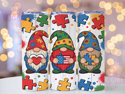 Autism Awareness Puzzle Gnome Tumbler, Gnome Tumbler Design, Puzzle Piece Tumbler Wrap, 20oz Sublimation Wrap, Autism Awareness Tumbler, Cute Gnome Tumbler Wrap, Support Autism Design Sublimation SvggirlplusArt 