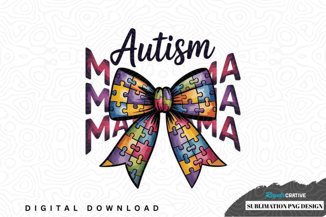 Autism awareness puzzle piece bow sublimation design Sublimation Regulrcrative 