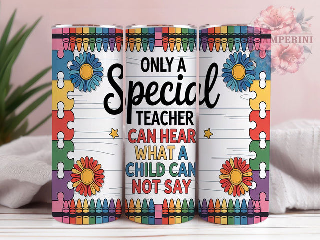 Autism Awareness Puzzle Teacher Tumbler, Special Ed Teacher Gift, Autism Awareness Cup, Puzzle Piece Tumbler, Teacher Appreciation Gift, 20oz Sublimation Wrap Sublimation Li Zamperini 