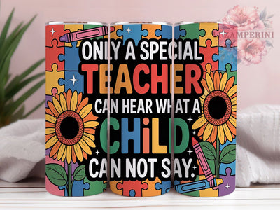 Autism Awareness Puzzle Teacher Tumbler, Special Ed Teacher Gift, Autism Awareness Cup, Puzzle Piece Tumbler, Teacher Appreciation Gift, 20oz Sublimation Wrap Sublimation Li Zamperini 