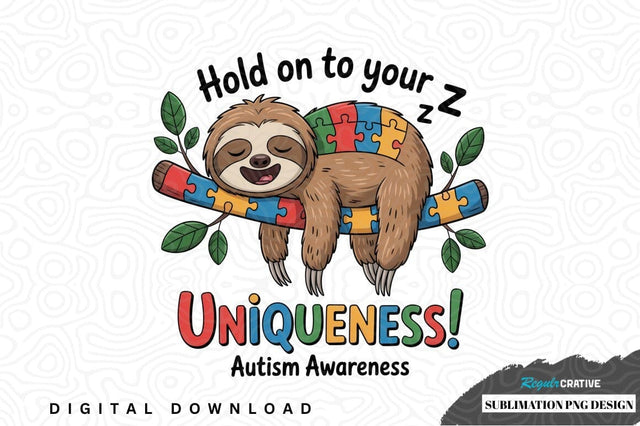 Autism awareness sloth sublimation png design Sublimation Regulrcrative 
