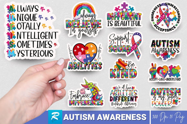 Autism Awareness Sticker Bundle Sublimation Regulrcrative 
