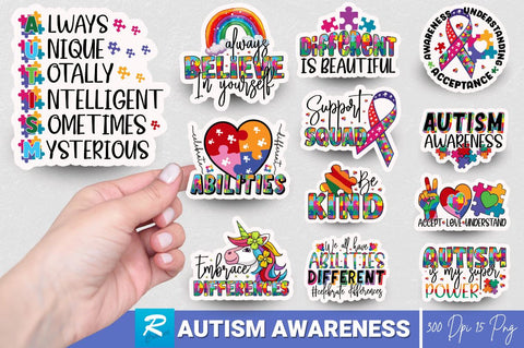 Autism Awareness Sticker Bundle Sublimation Regulrcrative 