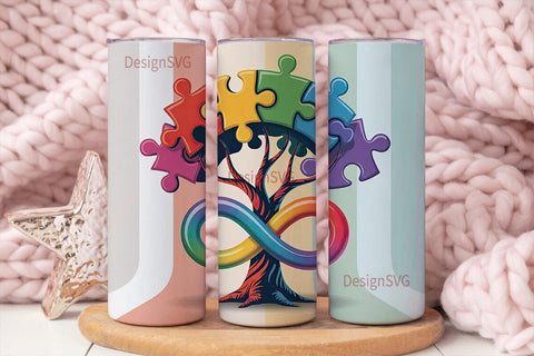 Autism Awareness Tree 20oz Tumbler Wrap Sublimation DesignSVG 