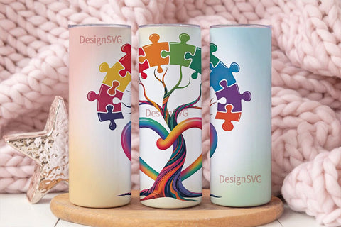 Autism Awareness Tree 20oz Tumbler Wrap Sublimation DesignSVG 