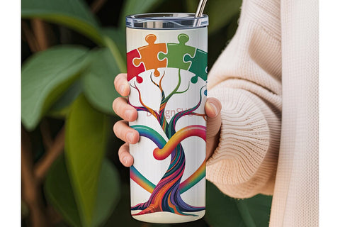 Autism Awareness Tree 20oz Tumbler Wrap Sublimation DesignSVG 
