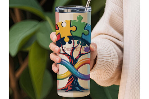 Autism Awareness Tree 20oz Tumbler Wrap Sublimation DesignSVG 