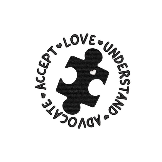 Autism Embroidery Design, Accept Love Understand Advocate Embroidery Design, Puzzle Piece with Heart Embroidery, 3 sizes, Instant Download Embroidery/Applique DESIGNS Nino Nadaraia 