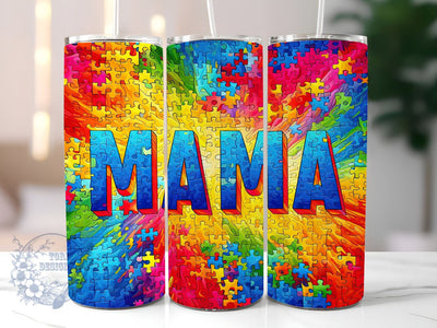 Autism Mama 20oz Skinny Tumbler, Autism Mom Tumbler Png, Straight & Tapered Tumbler Wrap, Instant Digital Download Sublimation ToriDesigns 