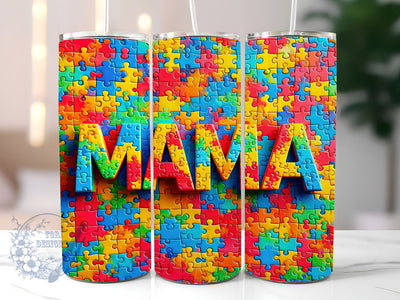 Autism Mama 20oz Skinny Tumbler, Autism Mom Tumbler Png, Straight & Tapered Tumbler Wrap, Instant Digital Download Sublimation ToriDesigns 