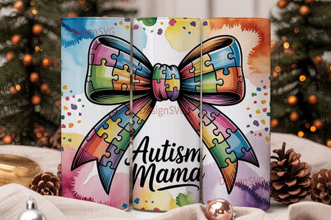 Autism Mama 20oz Tumbler Wrap Sublimation DesignSVG 