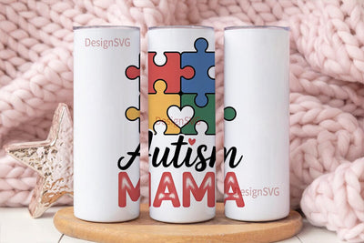 Autism Mama 20oz Tumbler Wrap Sublimation DesignSVG 