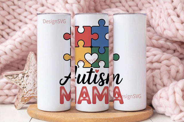 Autism Mama 20oz Tumbler Wrap Sublimation DesignSVG 