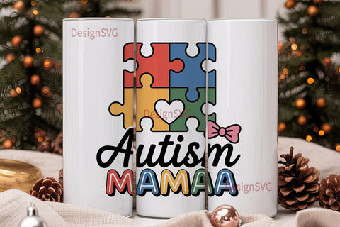 Autism Mama 20oz Tumbler Wrap Sublimation DesignSVG 