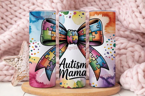 Autism Mama 20oz Tumbler Wrap Sublimation DesignSVG 