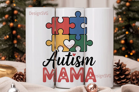 Autism Mama 20oz Tumbler Wrap Sublimation DesignSVG 