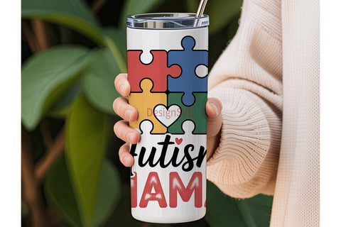 Autism Mama 20oz Tumbler Wrap Sublimation DesignSVG 