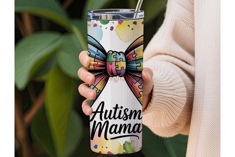 Autism Mama 20oz Tumbler Wrap Sublimation DesignSVG 