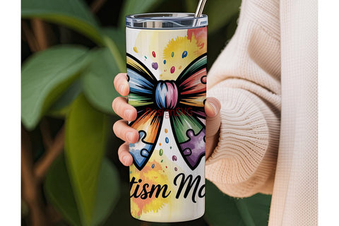 Autism Mama 20oz Tumbler Wrap Sublimation DesignSVG 