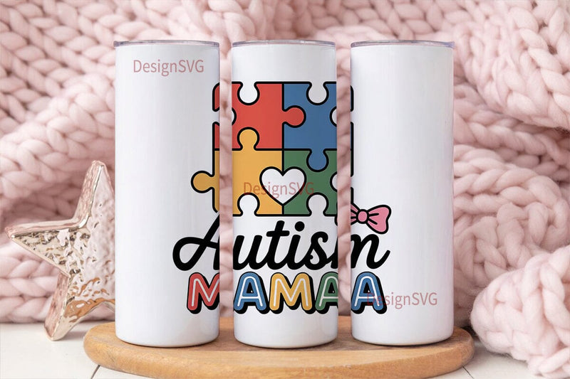 Autism Mama 20oz Tumbler Wrap Sublimation DesignSVG 