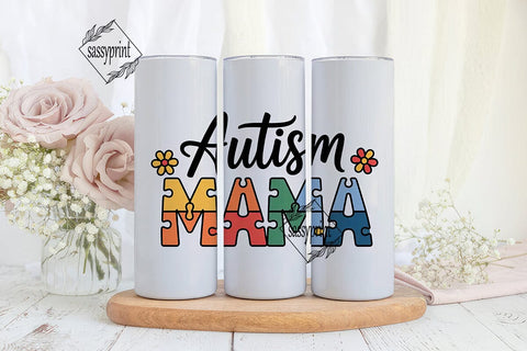 Autism Mama 20oz Tumbler Wrap Sublimation sassyprint 
