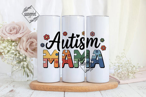 Autism Mama 20oz Tumbler Wrap Sublimation sassyprint 