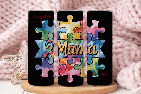Autism Mama Puzzle 20oz Tumbler Wrap Sublimation DesignSVG 