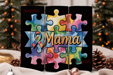 Autism Mama Puzzle 20oz Tumbler Wrap Sublimation DesignSVG 