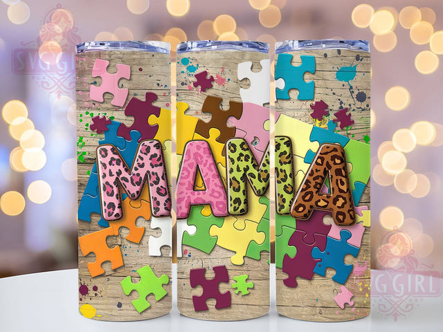 Autism MaMa Puzzle Piece Awareness Tumbler, Puzzle Piece Tumbler, Special Needs Tumbler, Autism Awareness Tumbler, 20oz Sublimation Wrap, Support Tumbler, Neurodiversity Tumbler Sublimation SvggirlplusArt 