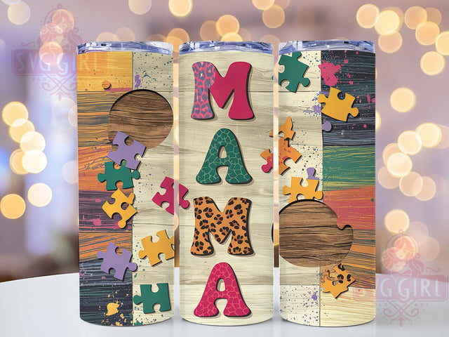 Autism MaMa Puzzle Piece Awareness Tumbler, Puzzle Piece Tumbler, Special Needs Tumbler, Autism Awareness Tumbler, 20oz Sublimation Wrap, Support Tumbler, Neurodiversity Tumbler Sublimation SvggirlplusArt 