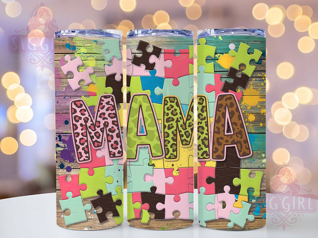 Autism MaMa Puzzle Piece Awareness Tumbler, Puzzle Piece Tumbler, Special Needs Tumbler, Autism Awareness Tumbler, 20oz Sublimation Wrap, Support Tumbler, Neurodiversity Tumbler Sublimation SvggirlplusArt 