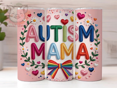 Autism Mama Yarn 20oz Tumbler, Faux Yarn Pattern, Sublimation Tumbler Wrap, 20oz Tumbler, Autism Awareness Gift, Cozy Yarn Design, Motherhood Keepsake Sublimation Lara' s Designs 
