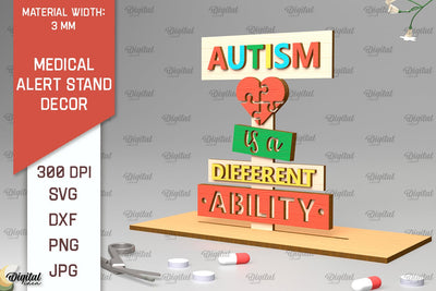 Autism Medical Alert Stand Laser Cut. Medical Decor SVG SVG Evgenyia Guschina 