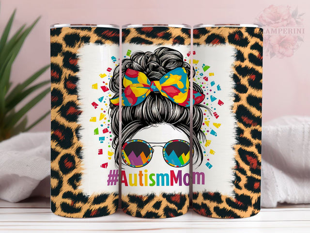 Autism Mom Afro Messy Bun 20oz Tumbler Wrap PNG, Autism Awareness Tumbler Png, Straight & Tapered Tumbler Wrap, Instant Digital Download Sublimation Li Zamperini 