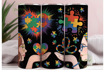 Autism Mom Life 20oz Tumbler Wrap Sublimation PixelChick 