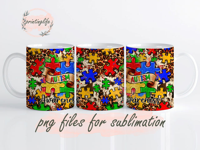 Autism Mug, Embrace Neurodiversity, Heart Rainbow Puzzle Mug Wrap Design, Instant Digital Design Download Mug Wrap Design, Mug Design PNG Sublimation PrintingLife 